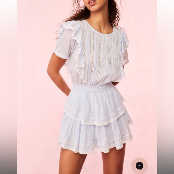 LoveShackFancy Dresses & Skirts - LOVE SHACK FANCY Light Blue NATASHA Ruffle Mini Dress